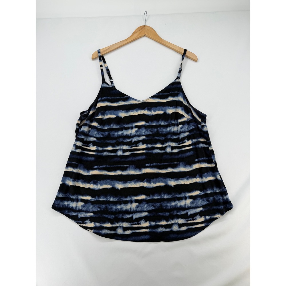 Torrid Blue Tie Dye Stripe Cami Top Womens Plus Size 2 V-Neck Adjustable Straps